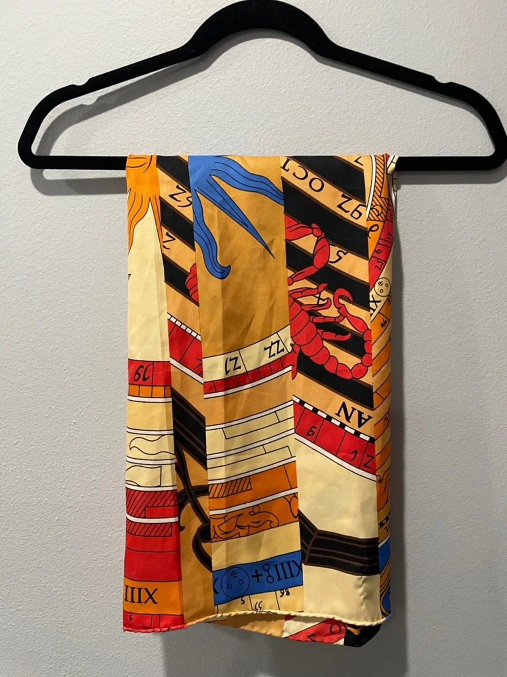 Scarf with Bold Astrological Motif Vibrant Multicolor Unique